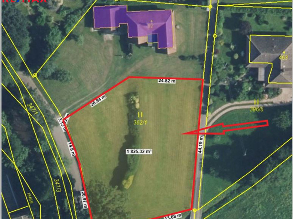 Prodej stavební parcely 1825 m², Žichlínek