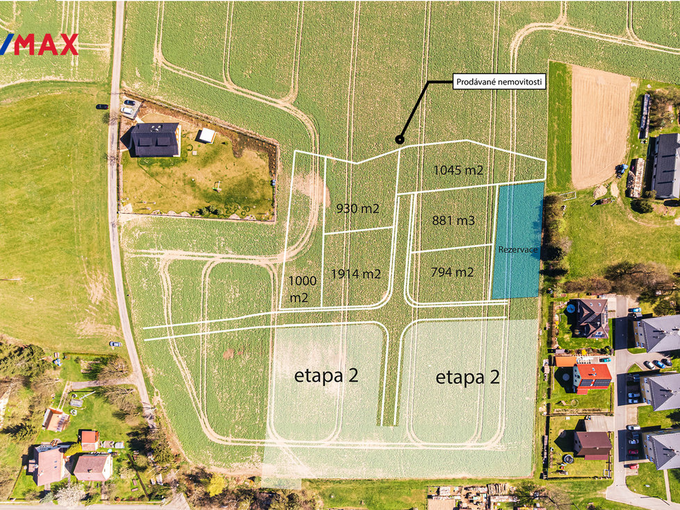 Prodej stavební parcely 1045 m², Borová