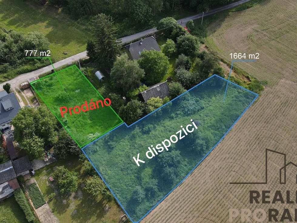 Prodej stavební parcely 1660 m², Grygov