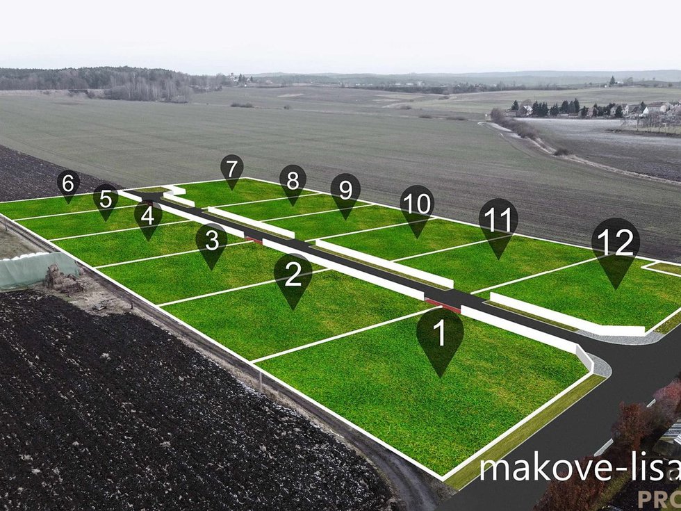 Prodej stavební parcely 1002 m², Lišany