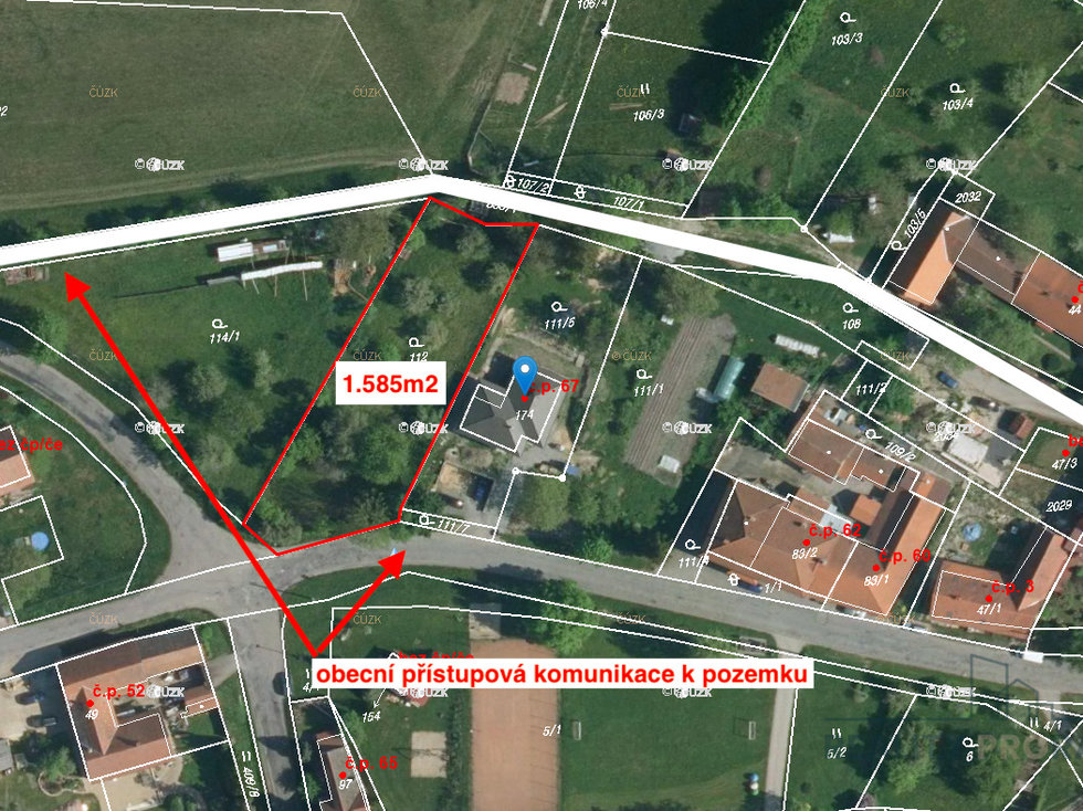 Prodej stavební parcely 1585 m², Střemošice