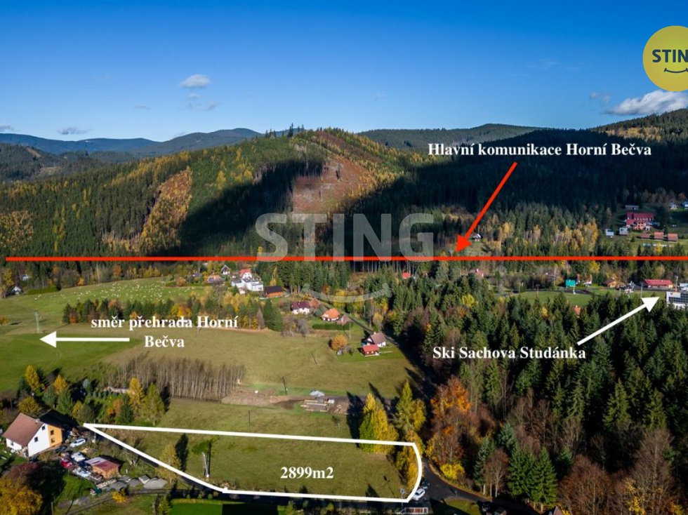 Prodej stavební parcely 2899 m², Horní Bečva