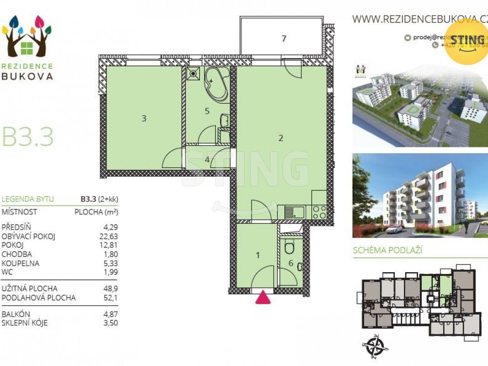 Pronájem bytu 2+kk 52 m², Jihlava