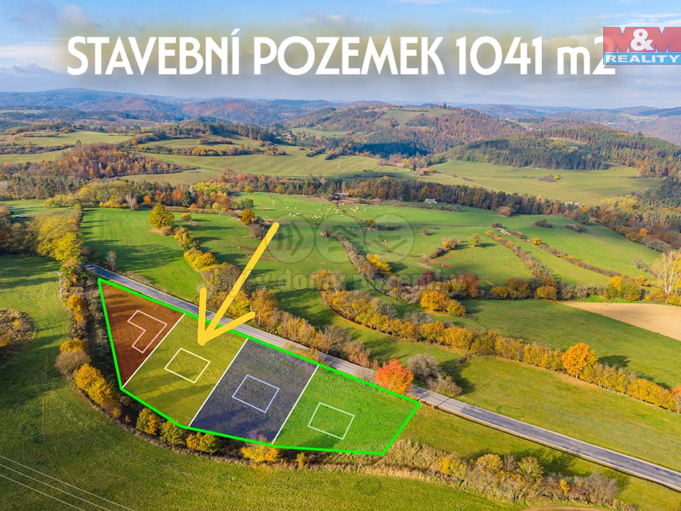 Prodej stavební parcely 1041 m², Milešov