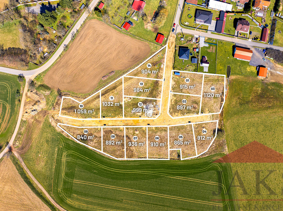 Prodej stavební parcely 865 m², Záboří