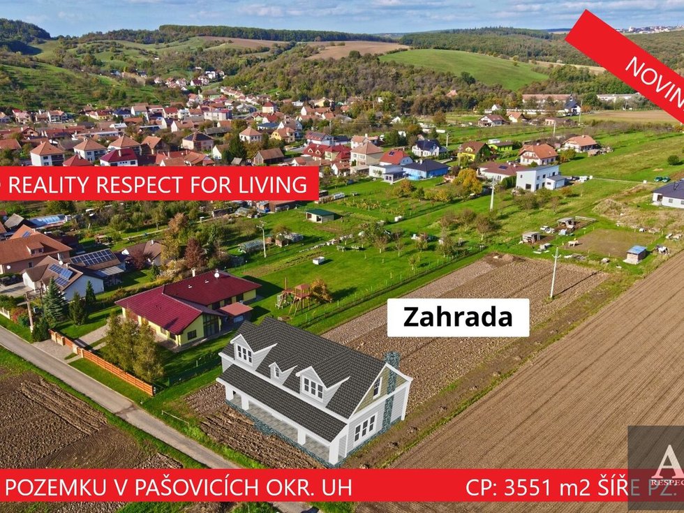 Prodej stavební parcely 3551 m², Pašovice