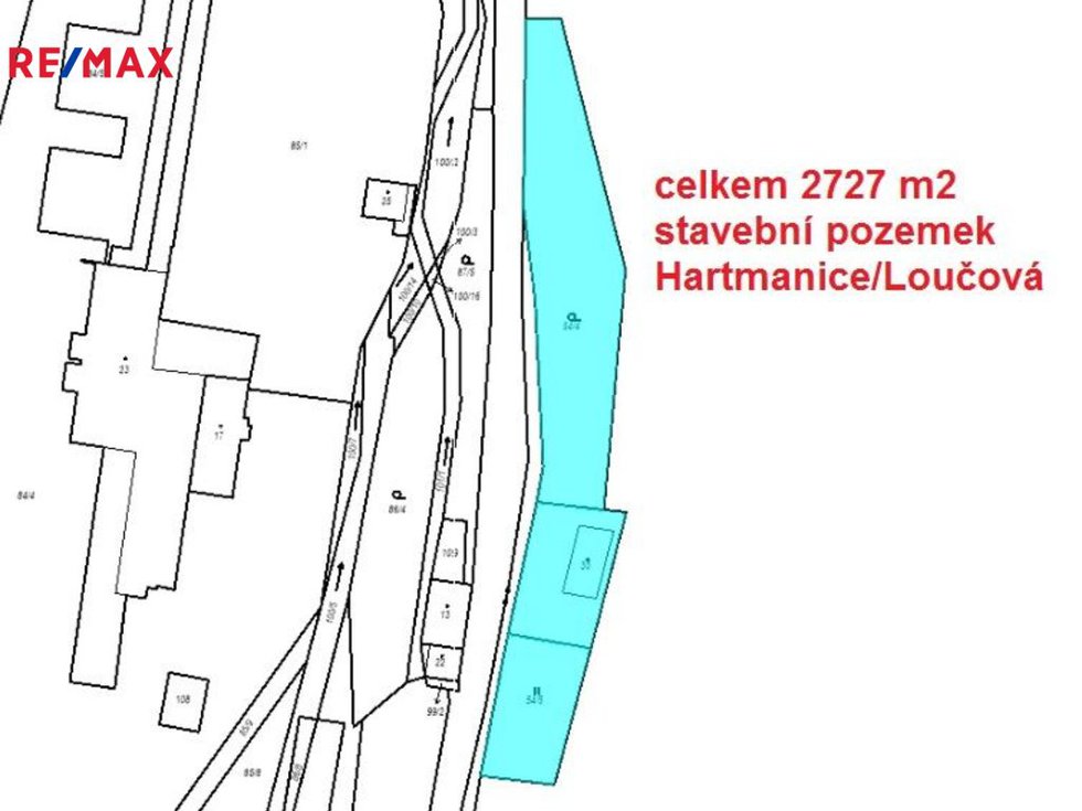 Prodej stavební parcely 2727 m², Hartmanice