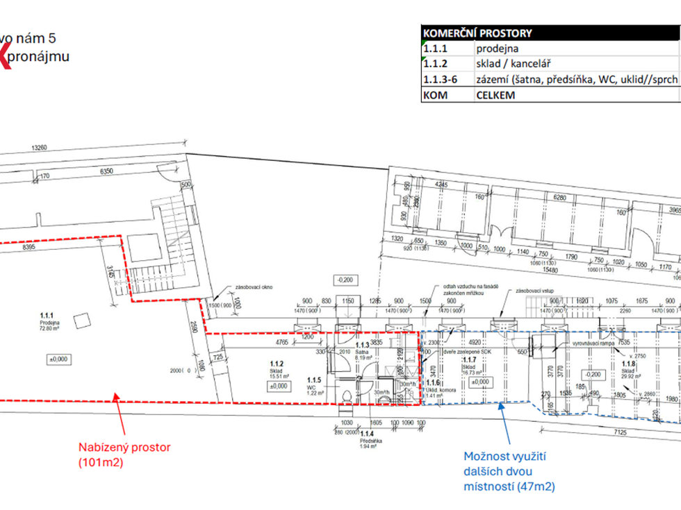 Pronájem obchodu 148 m², Chabařovice