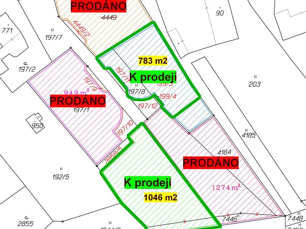 Prodej stavební parcely 783 m², Opatov