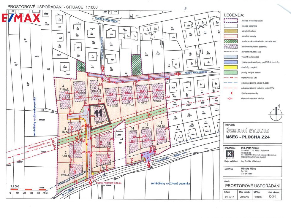 Prodej stavební parcely 822 m², Mšec