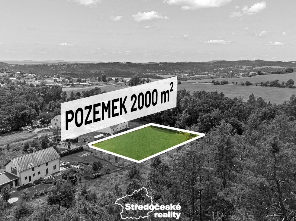 pohled na pozemek  a okolí z dronu