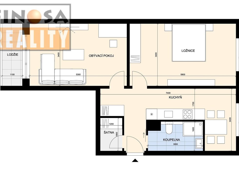 Pronájem bytu 2+1 62 m², Žiželice