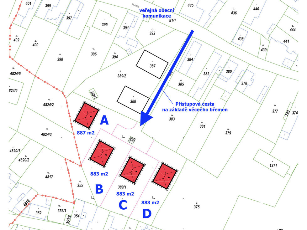 Prodej stavební parcely 883 m², Velký Borek