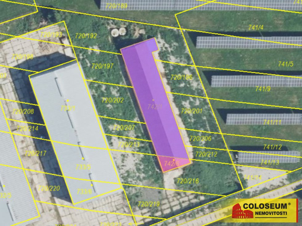 Katastrální mapa - Jevišovka – prodej haly - komer