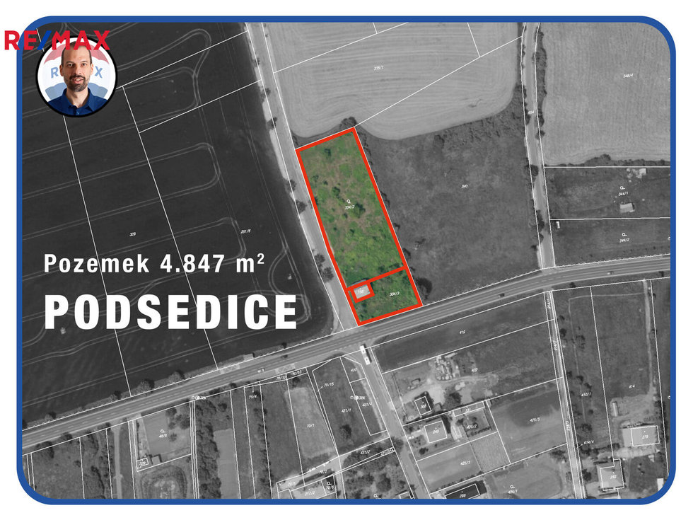 Prodej komerčního pozemku 4847 m², Podsedice