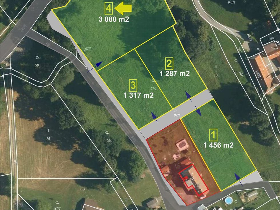 Prodej stavební parcely 3080 m², Vražné