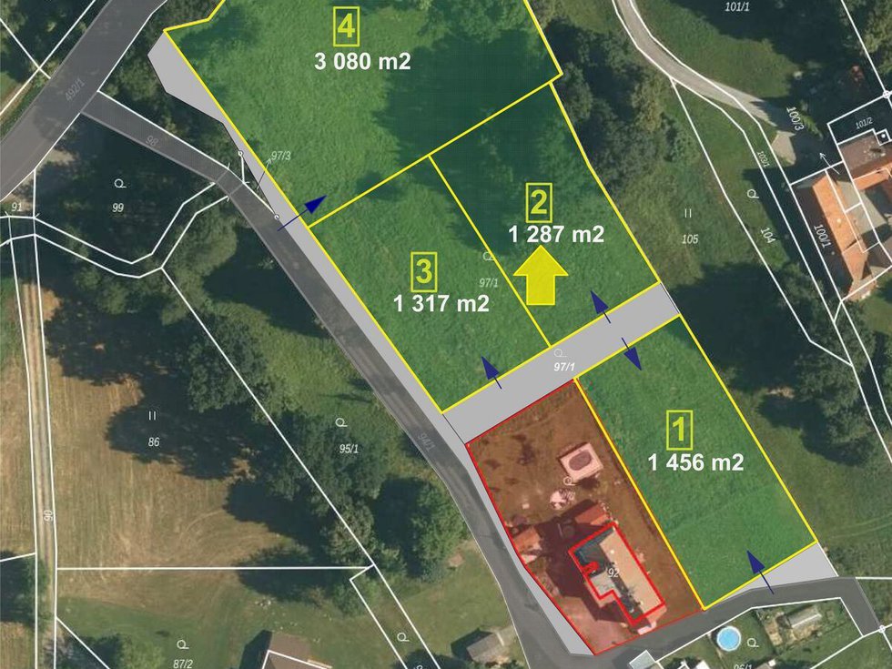 Prodej stavební parcely 1287 m², Vražné