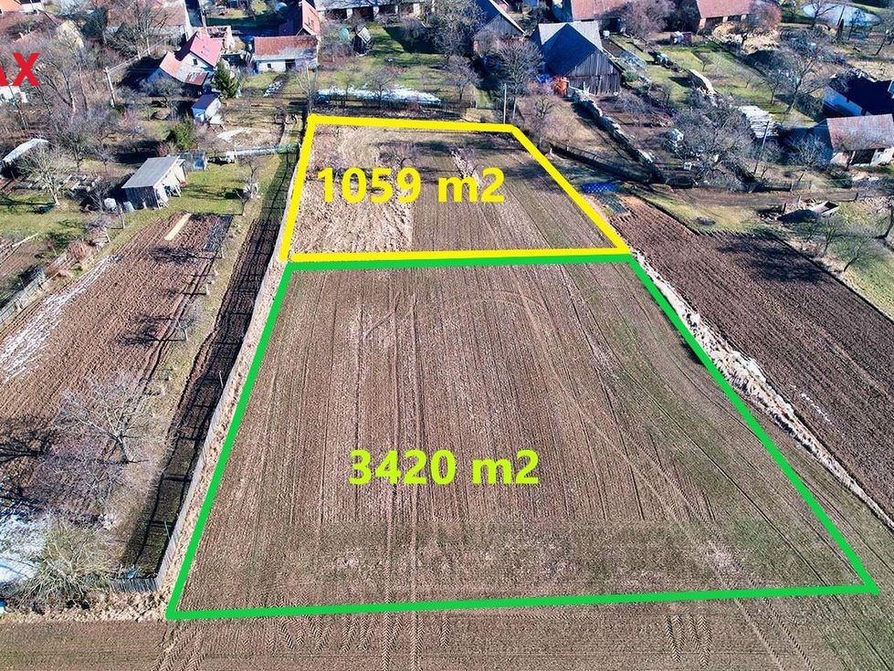 Prodej stavební parcely 4479 m², Březí