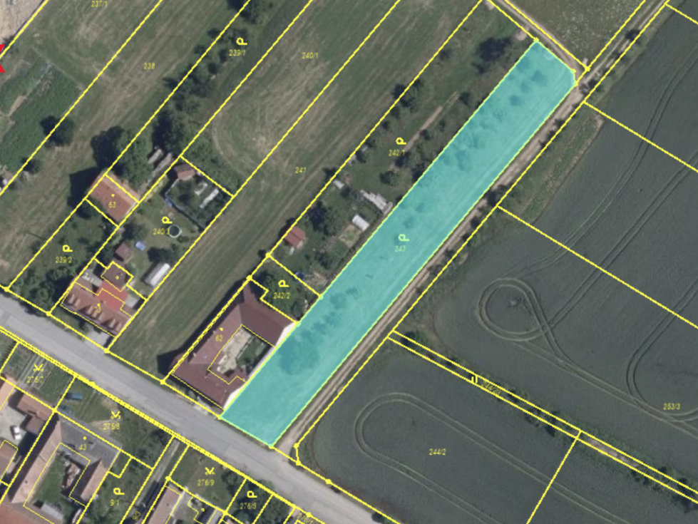 Prodej stavební parcely 2341 m², Zárubice