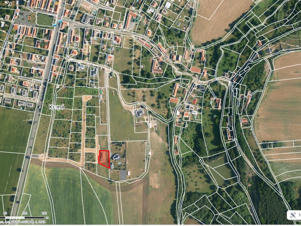 Prodej stavební parcely 958 m², Krupá
