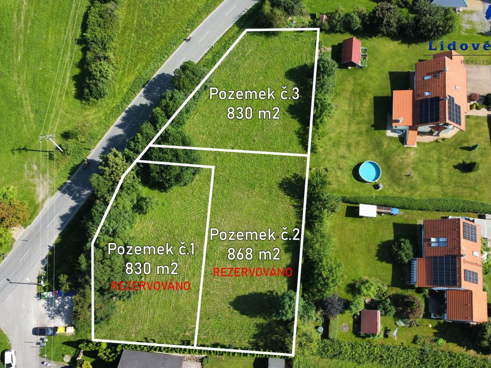 Prodej stavební parcely 868 m², Lhotka