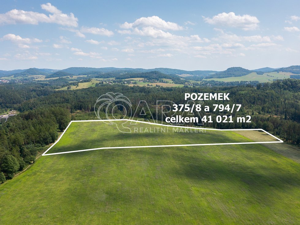 Prodej zemědělské půdy 41021 m², Huntířov