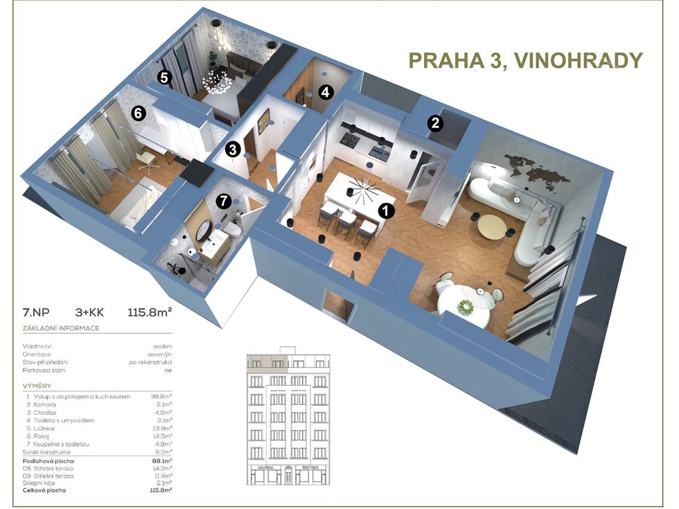 Prodej bytu 3+kk 116 m², Praha