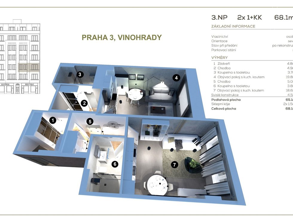 Prodej bytu 2+kk 68 m², Praha