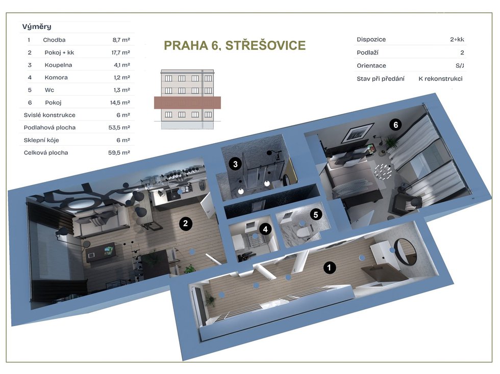 Prodej bytu 2+kk 54 m², Praha