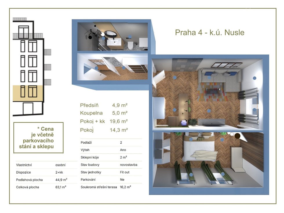 Prodej bytu 2+kk 63 m², Praha