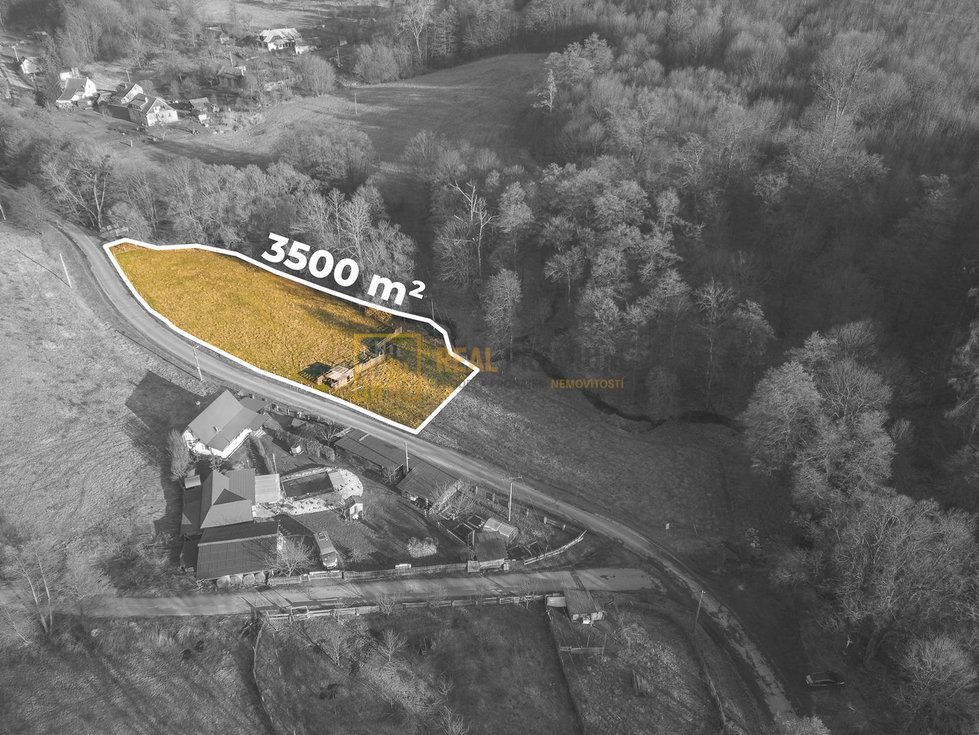 Prodej stavební parcely 3562 m², Staré Hutě