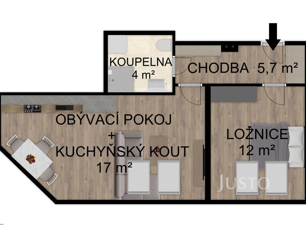 Pronájem bytu 2+kk 39 m², Bechyně