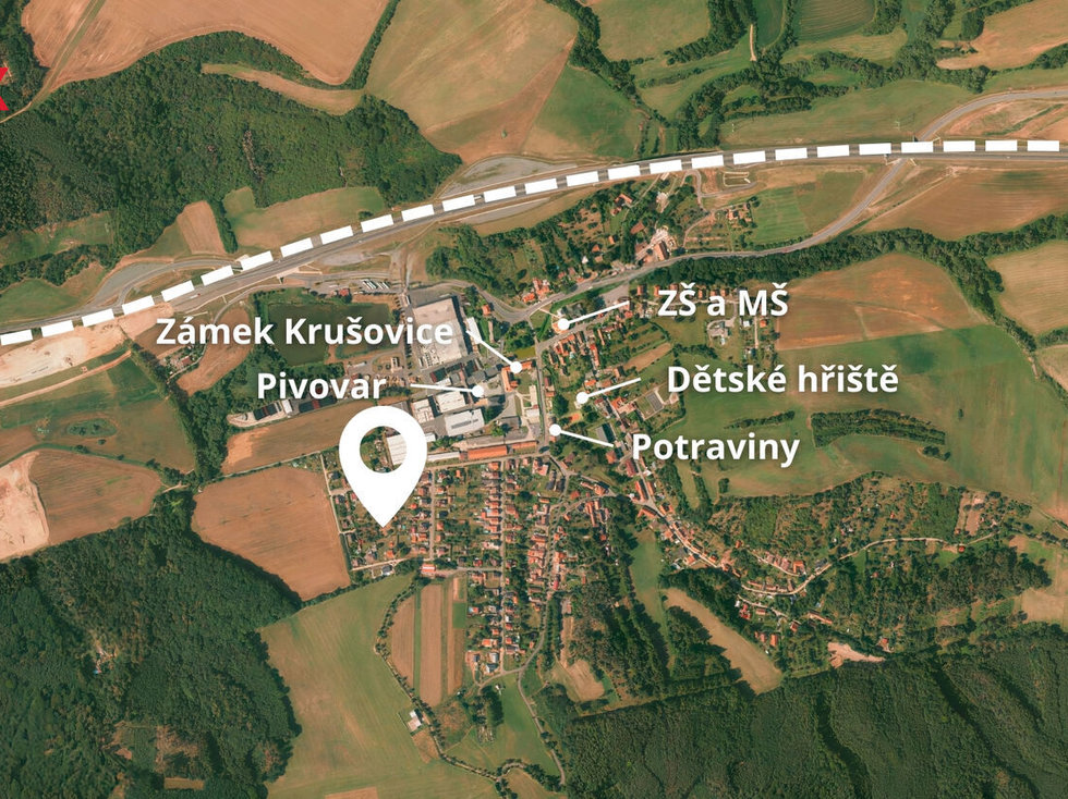 Prodej stavební parcely 1613 m², Krušovice