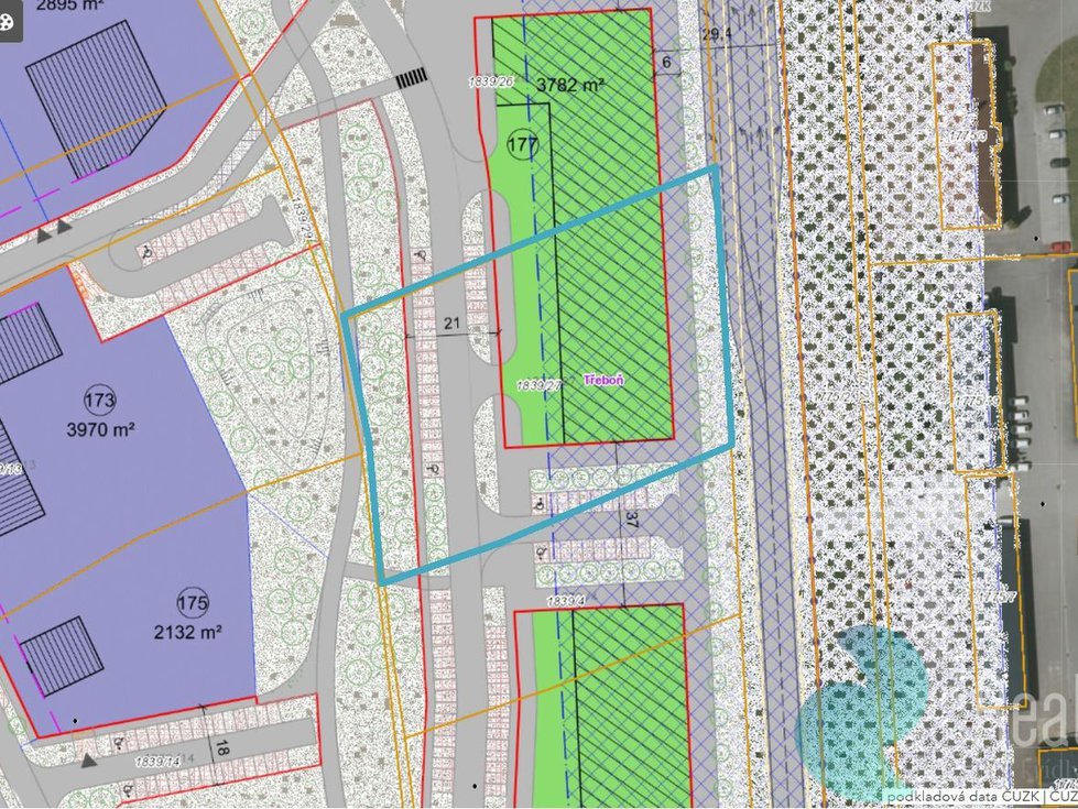 Prodej komerčního pozemku 5132 m², Třeboň