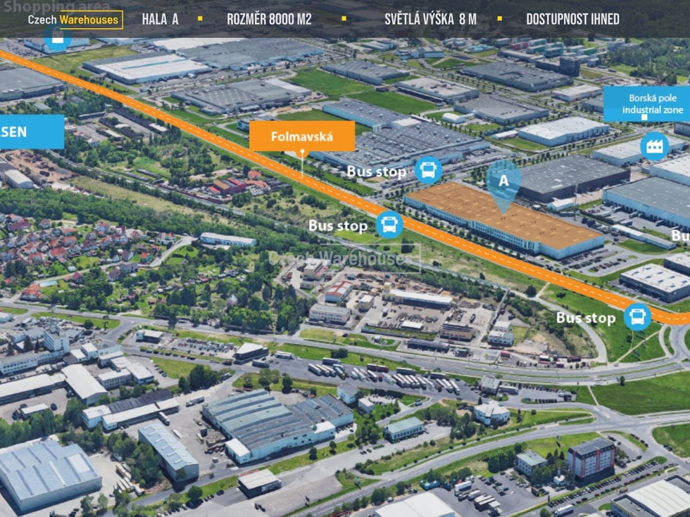 Pronájem skladu 8000 m², Plzeň