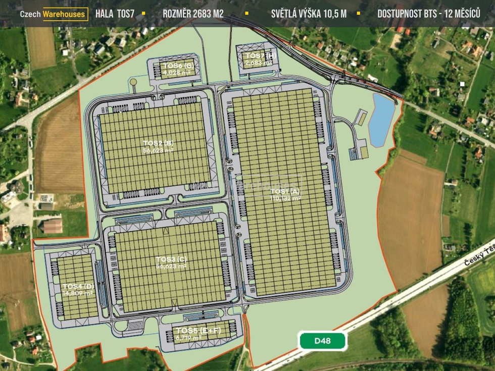 Pronájem skladu 2693 m², Horní Tošanovice
