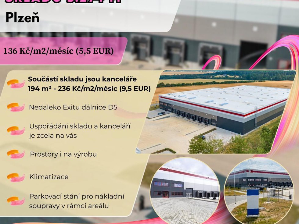 Pronájem skladu 3488 m², Plzeň