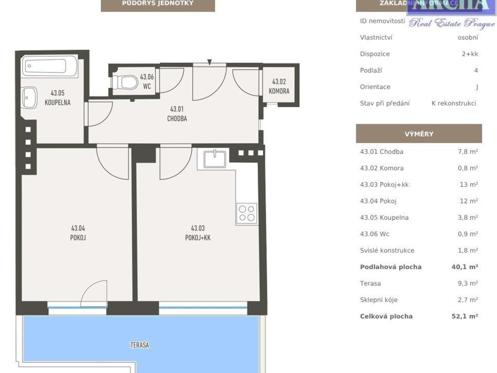 Prodej bytu 2+kk 52 m², Praha