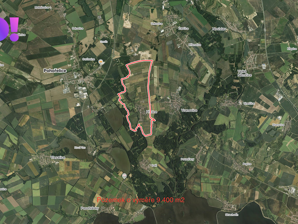 Prodej zemědělské půdy 9400 m², Přibice