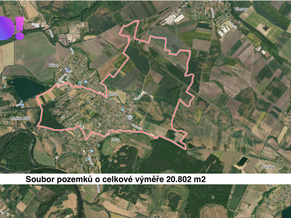 Prodej zemědělské půdy 20802 m², Tišice