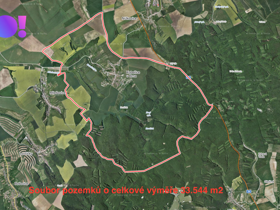 Prodej zemědělské půdy 33544 m², Kobeřice u Brna