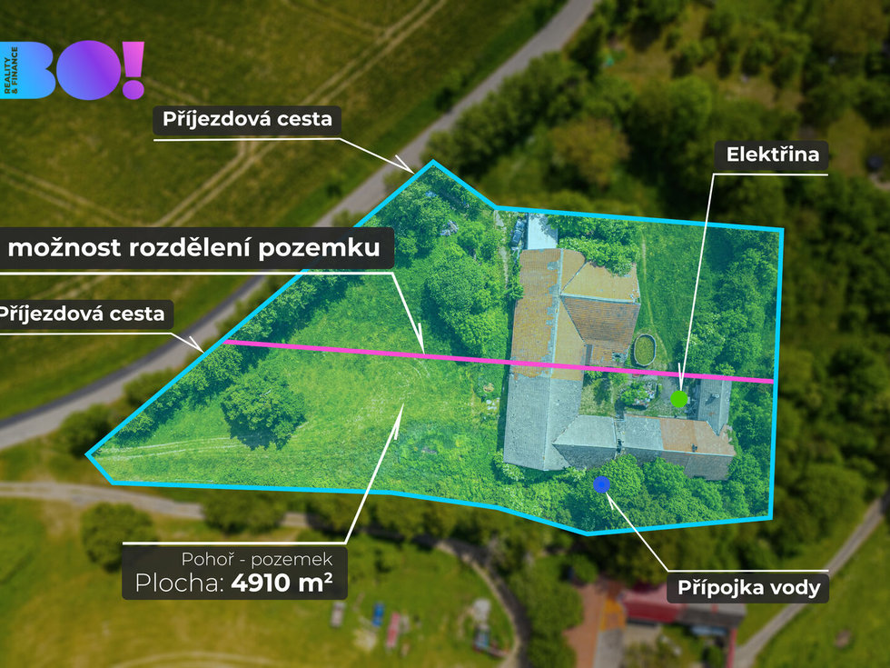 Prodej stavební parcely 4910 m², Odry