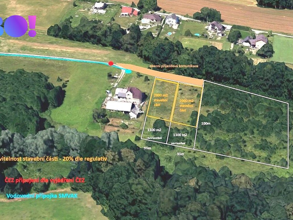 Prodej stavební parcely 3100 m², Horní Bludovice