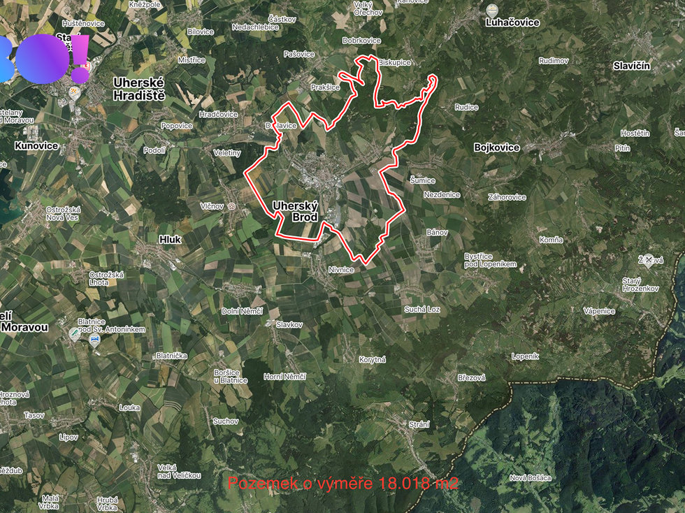 Prodej zemědělské půdy 23786 m², Uherský Brod