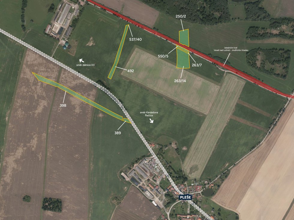 Prodej zemědělské půdy 41907 m², Pleše