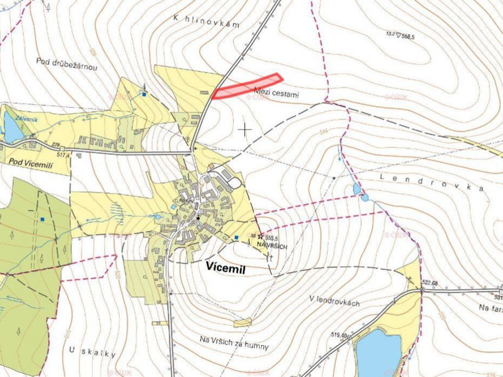 Prodej zemědělské půdy 3836 m², Vícemil