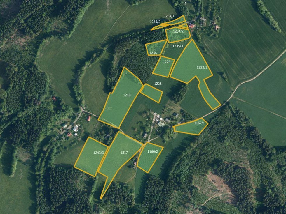 Prodej zemědělské půdy 35934 m², Jesenný