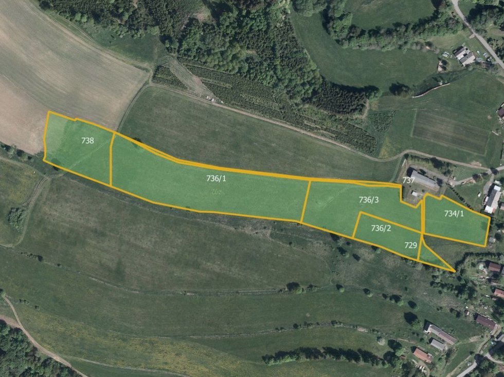 Prodej louky 43429 m², Vysoká Srbská