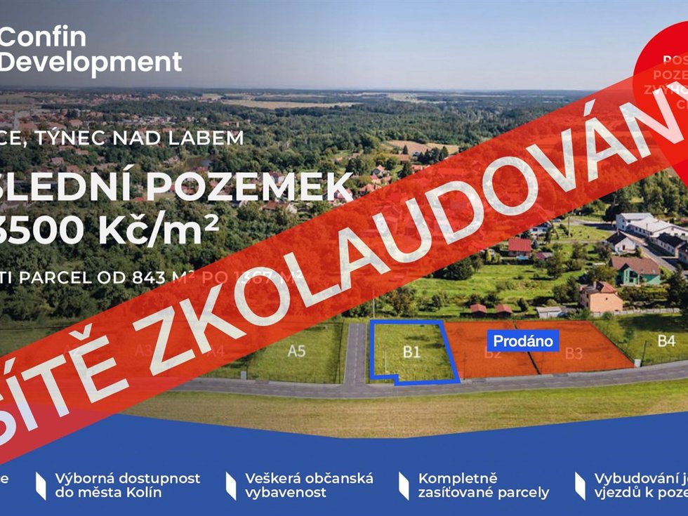 Prodej stavební parcely 878 m², Týnec nad Labem