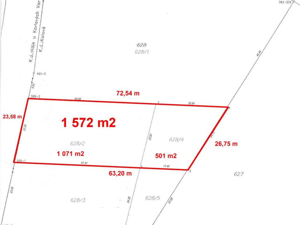 Prodej stavební parcely 1572 m², Kolová